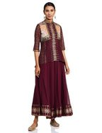 W For Woman Asymmetrical Hemline Kurta (17Ausp30000-50745_New Mauve Wine_16)