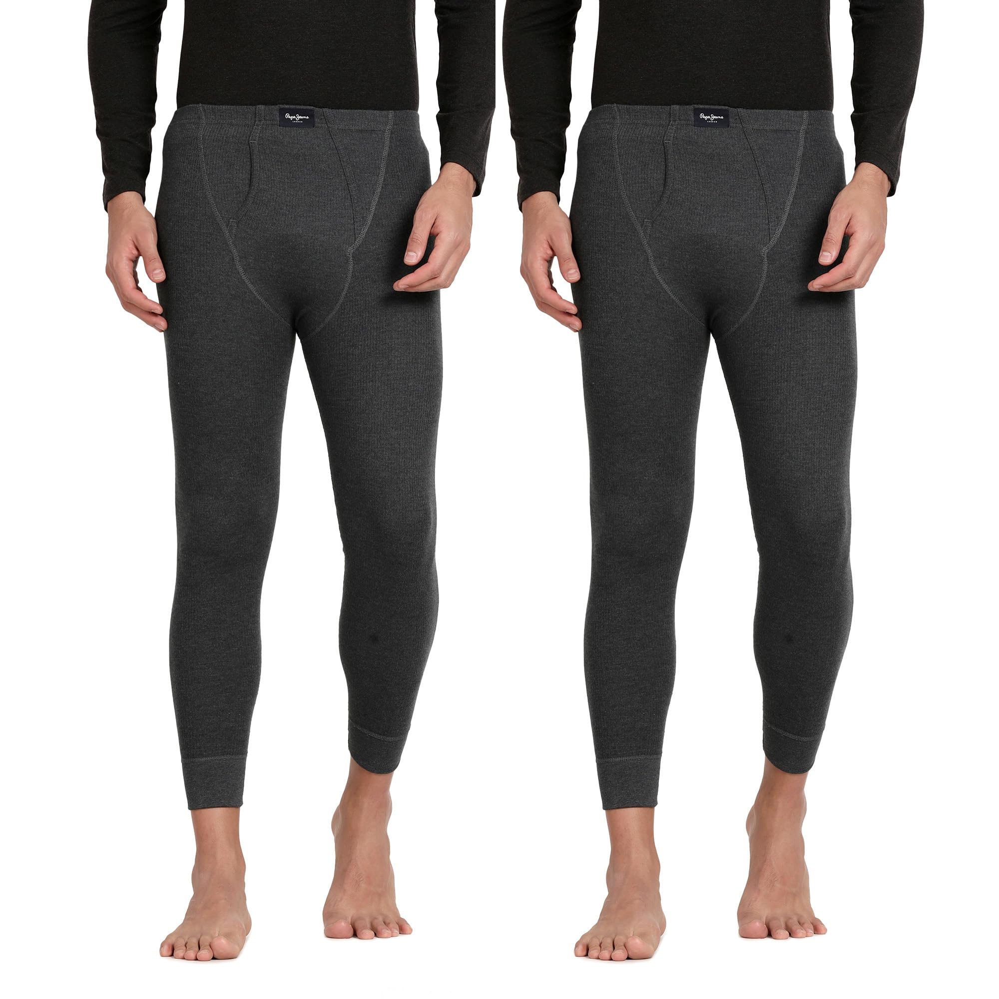 Pepe Jeans MenS Solid Charcoal Thermal Bottom-Pack Of 2_M