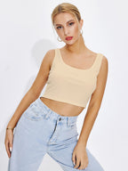 Shasmi Womens & Girls Solid Ribbed Square Neck Collarless Sleeveless Slim Fit Simplicity Tank Tops (Pack of 2) (TOP 36 Skin Sk