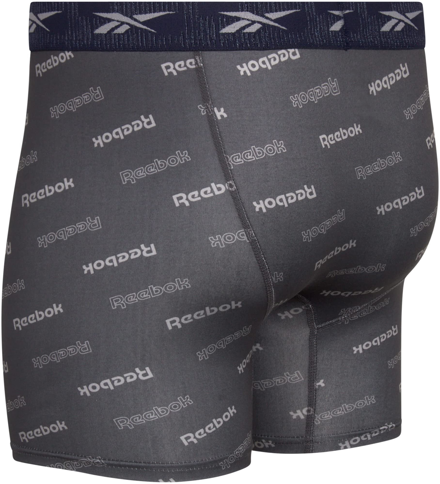Reebok Men's Active Underwear - Sport Soft Performance Boxer Briefs (4 Pack), Size Small, Navy/Grey/Print