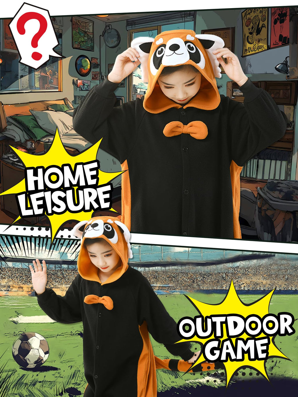 CANASOUR Red Panda Onesie Kids Halloween Cosplay Costume Girls One Piece Pjs Anime Unisex Hoodie Pajamas For 5T Boys Party Pyjam
