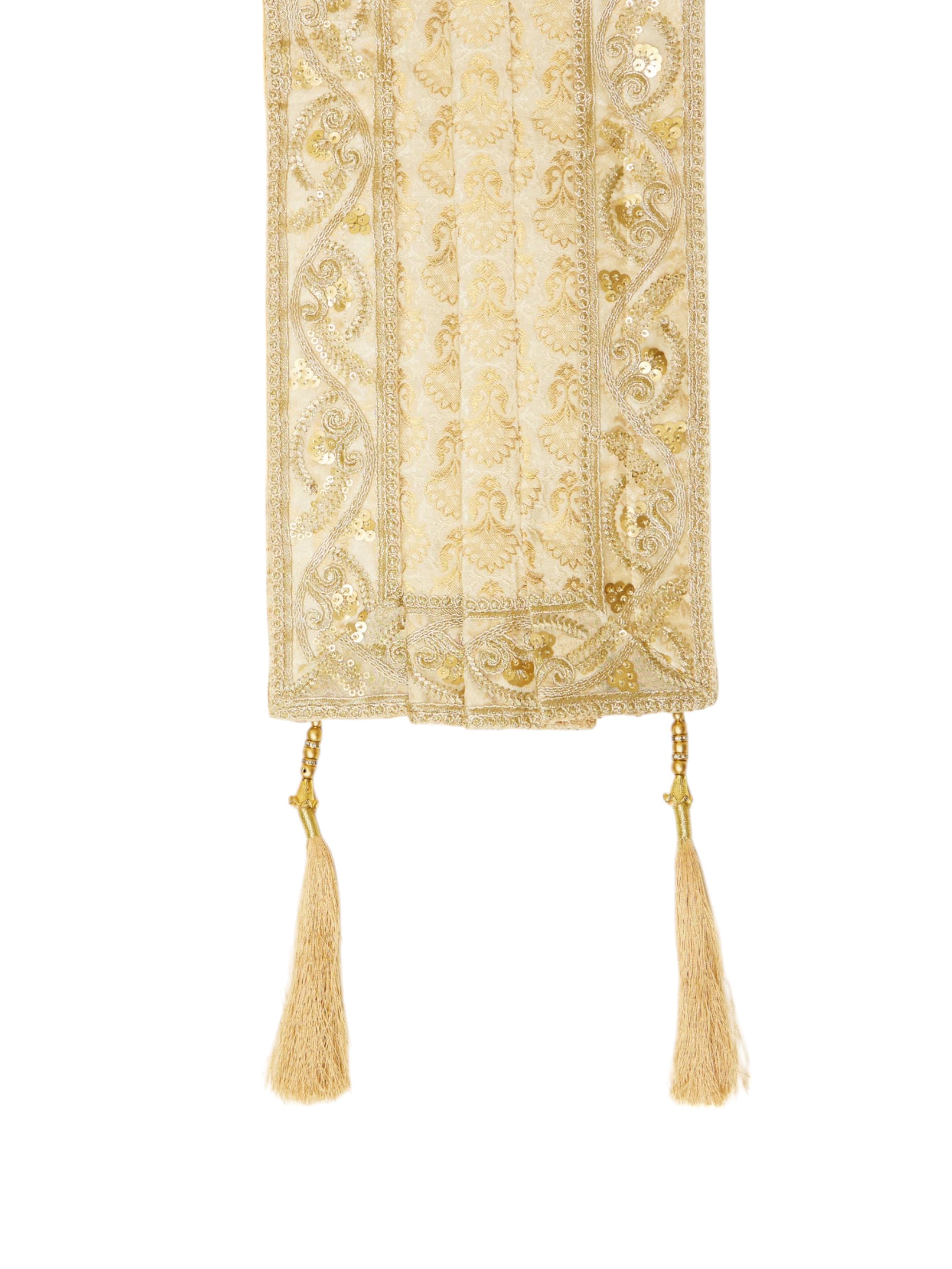Manyavar MenS Brocade Sequin Work Dupatta (Beige,2.75 M)
