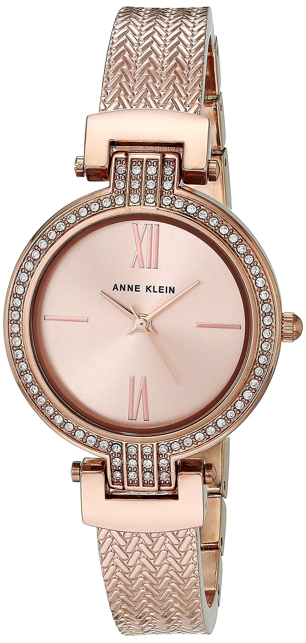 Anne Klein Women's Japanese Quartz Dress Watch with Metal Strap, Rose Gold, 12 (Model: AK/3584RGST)