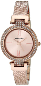 Anne Klein Women's Japanese Quartz Dress Watch with Metal Strap, Rose Gold, 12 (Model: AK/3584RGST)