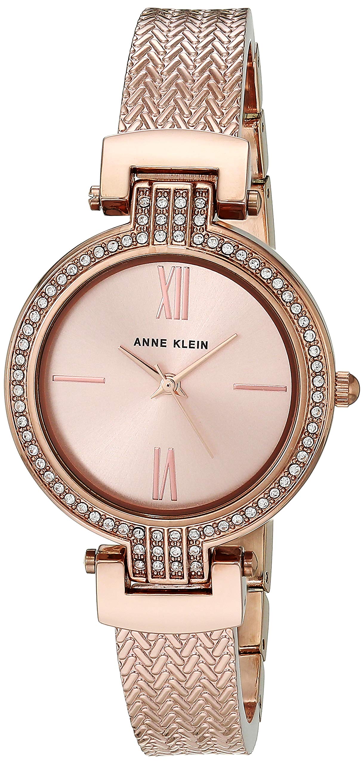 Anne Klein Women's Japanese Quartz Dress Watch with Metal Strap, Rose Gold, 12 (Model: AK/3584RGST)