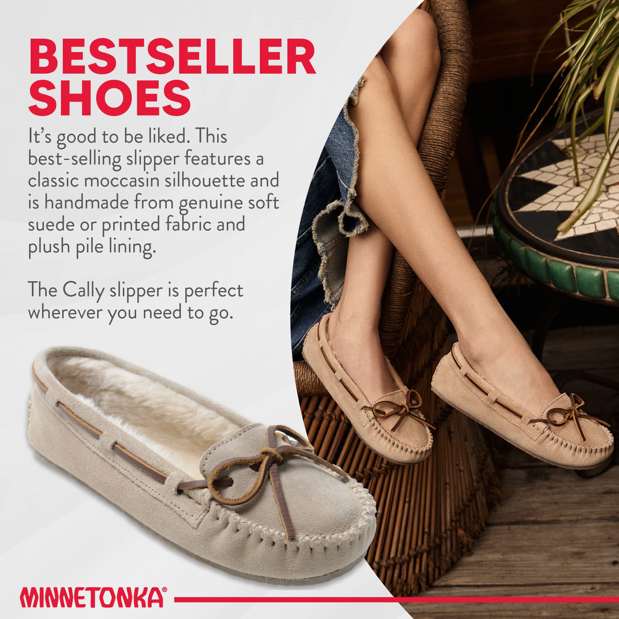 Minnetonka Womens Cally Moccasin Slipper Stone Size 7