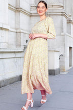 Popwings Women Casual Lemon Floral Long Maxi Dress Dress | Stylish Dress | Trendy Dress