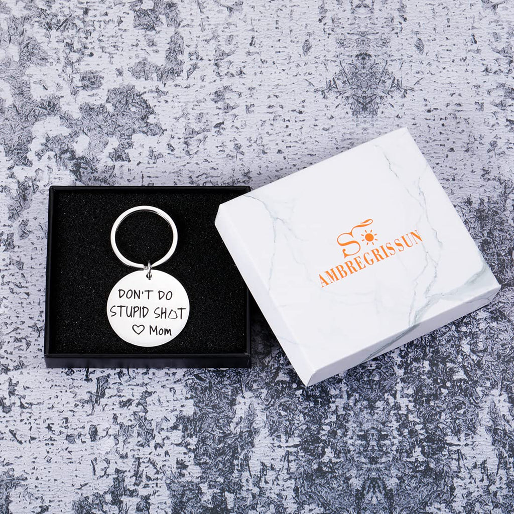 Dont Do Stupi St Keychain Poop Emoji Funny Birthday Gifts for Son Daughter Teenagers from Mom Sarcasm Gift for Teens Boy Girl Gr