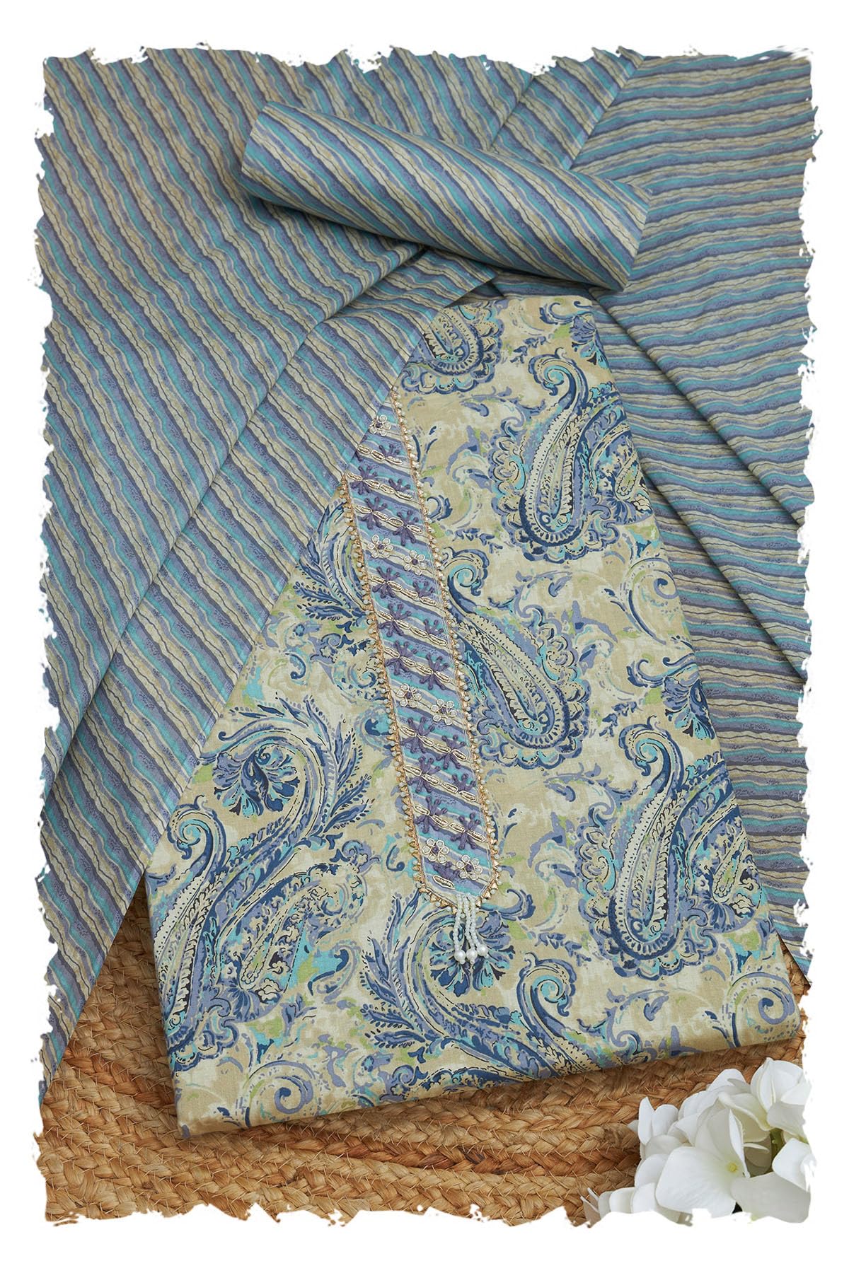 Soch Women Cotton Paisley Print Unstitched Dress Material