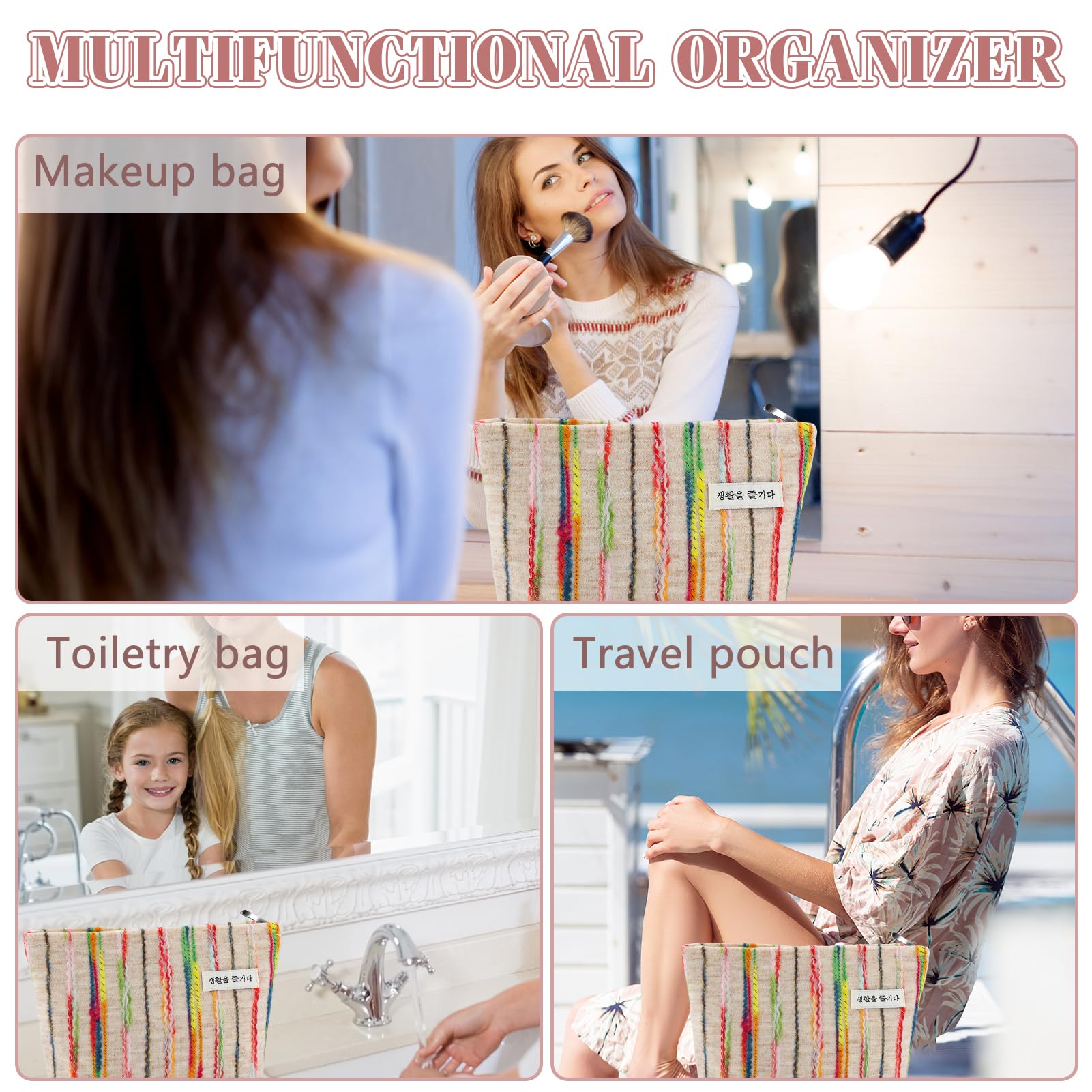 ZLFSRQ Makeup Bag Travel Cute Cosmetic Bag for Women Large Capacity Rainbow Makeup Pouch Zipper Cosmetic Pouch for Purse Aesthet