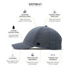melin A-Game Hydro, Performance Snapback Hat, Water-Resistant Baseball Cap for Men & Women, Heather Light Blue, Small