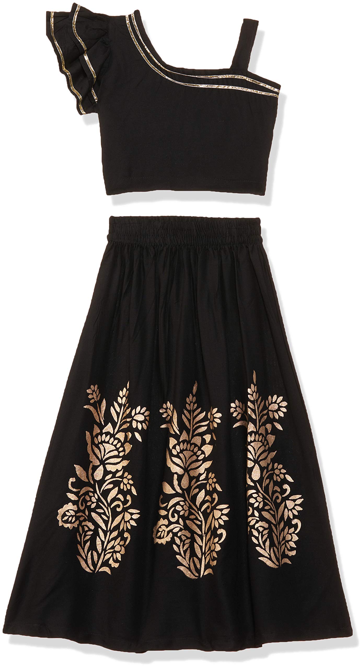 Aarika GirlS Cotton Lehenga Choli Set (Lch-K-110_Black_6-7 Years)
