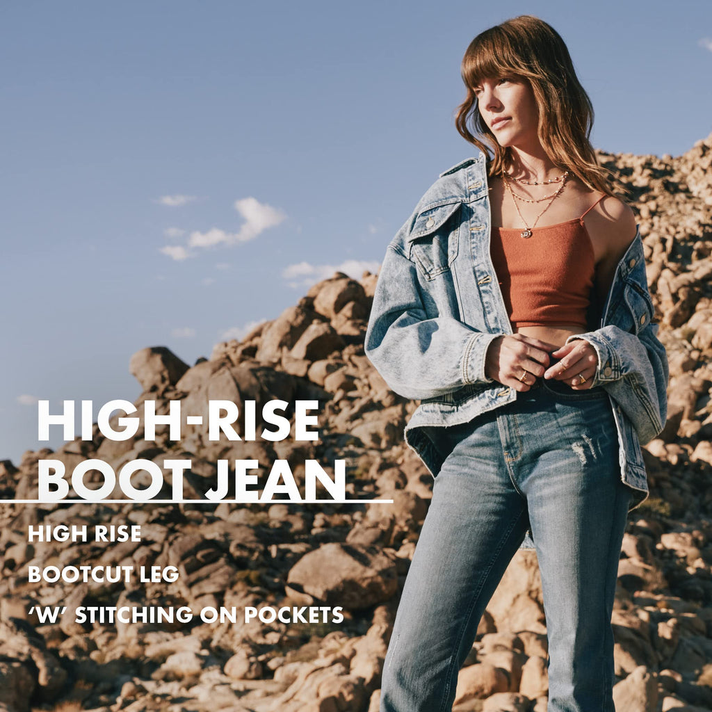 Wrangler Women's High Rise Bold Boot Jean, Black Wash, 14-32