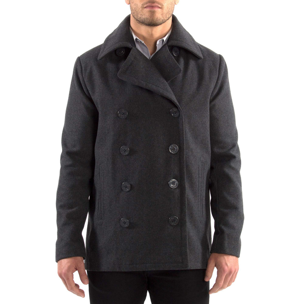 Alpine Swiss Mason Mens Wool Blend Classic Pea Coat Gray Medium