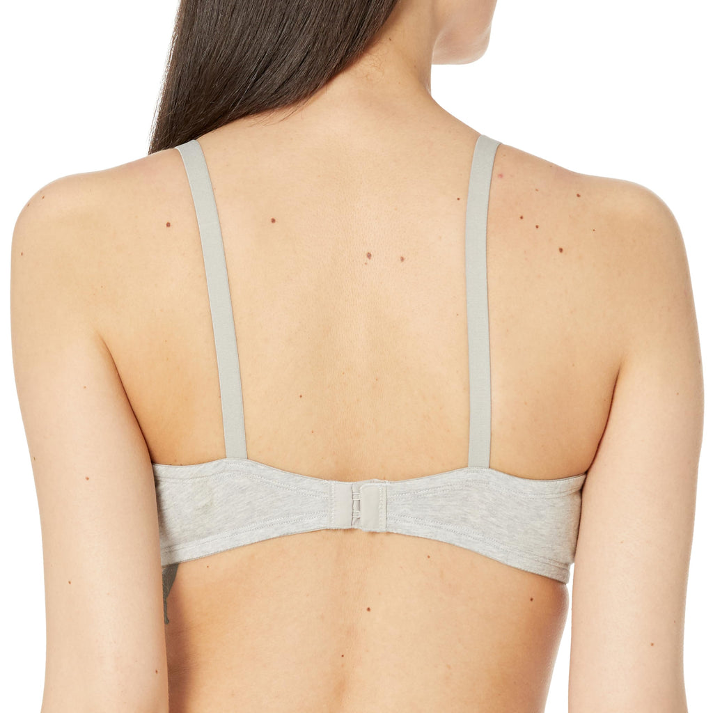 Fruit of the Loom Women's Smooth Cotton T-Shirt Bra-Ultra-Soft, Flexible, and Invisible Under Tees, Grey Heather/Blushing Rose,