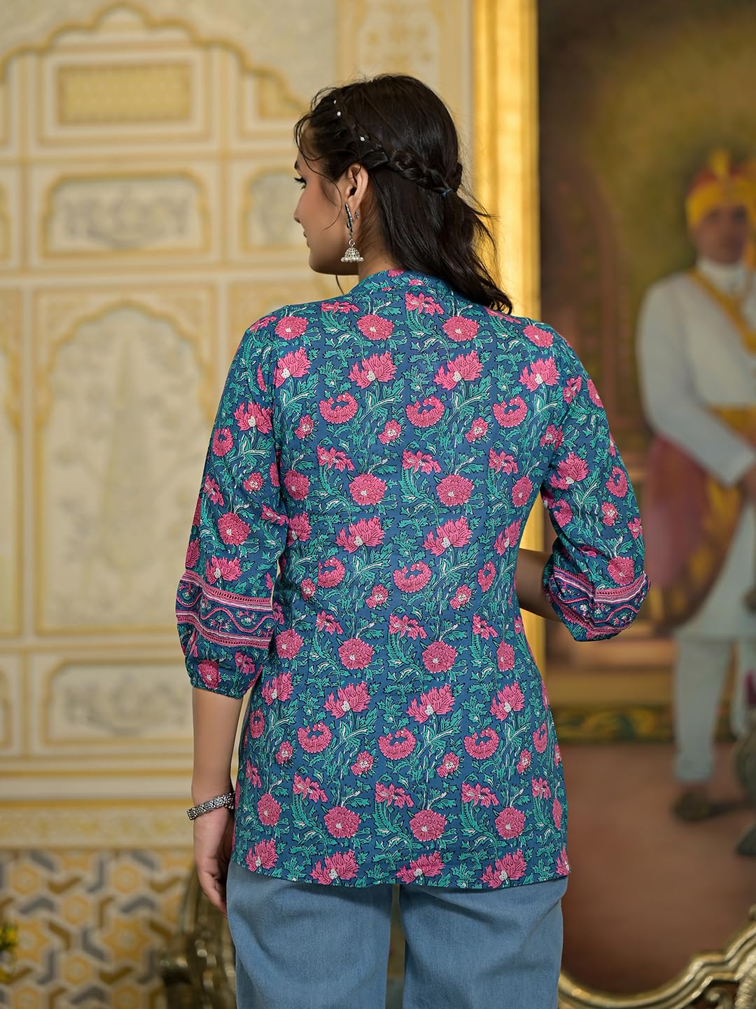 Varanga Women Floral Printed Drawstring Detail Kurti