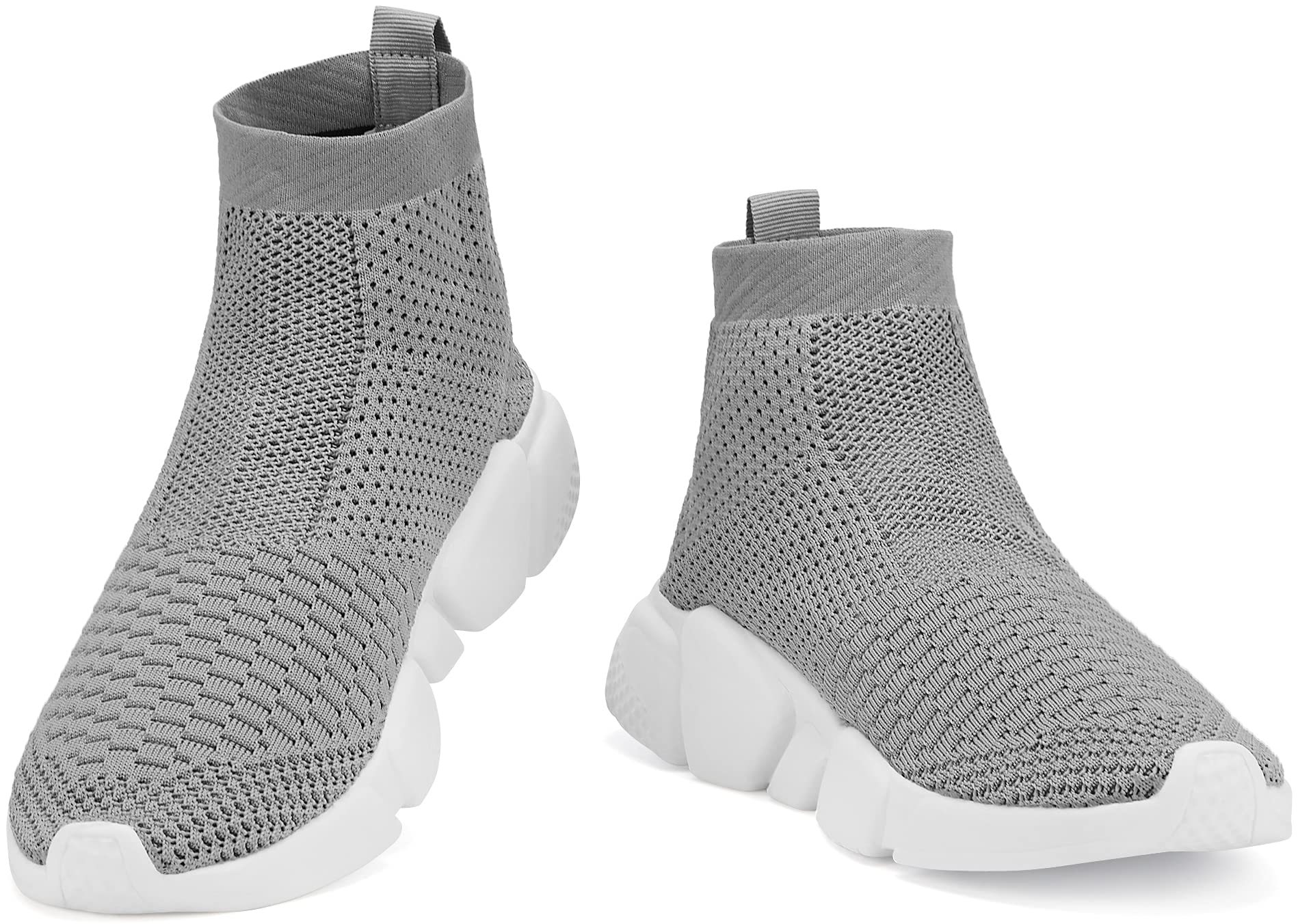 Santiro Mens Gym Shoes Knitted Fashion High Top Slip on Sneakers Lightweight Breathable Athletic Shoes Fashin Tennis Sport Shoes