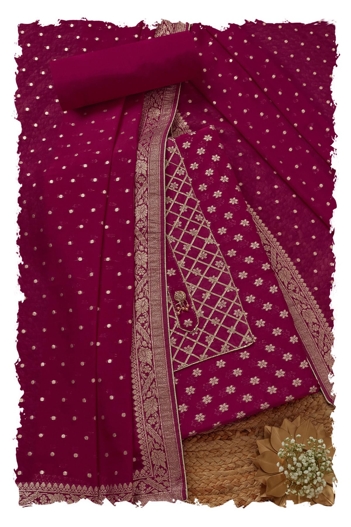 Soch Women Zari Woven Unstitched Dress Material