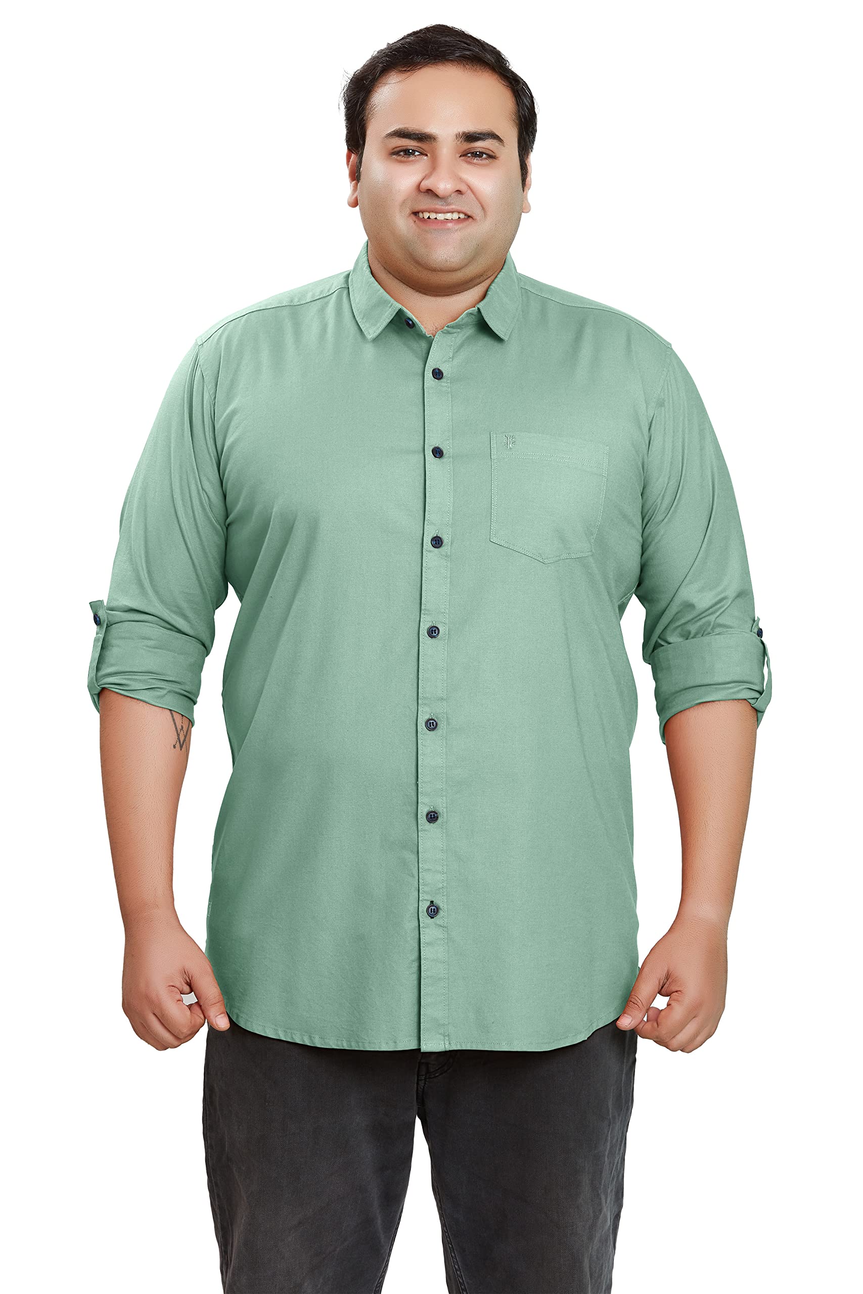 BE ACTIVE Mens Casual 100% Cotton Solid Plus Size Shirt || Plus Size Shirts for Men || Casual Plus Size Shirt || Casual Wear Sh