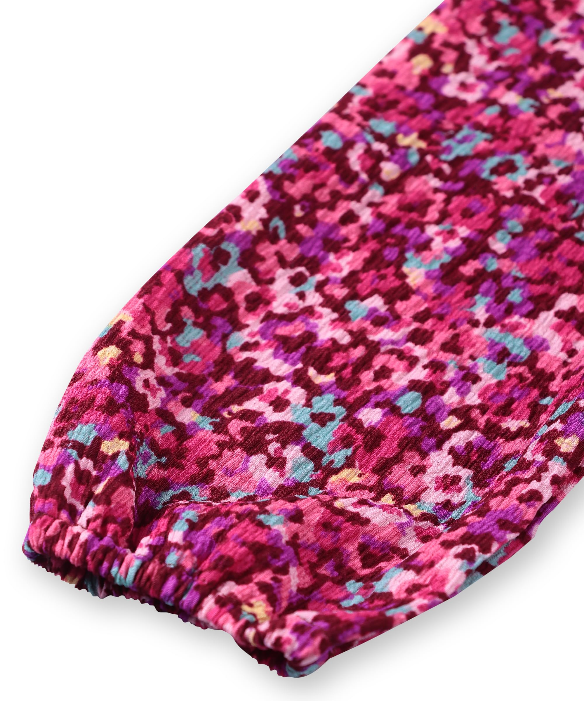 Beebay Kids Girls Abstract Print Ruffle Dress Maroon