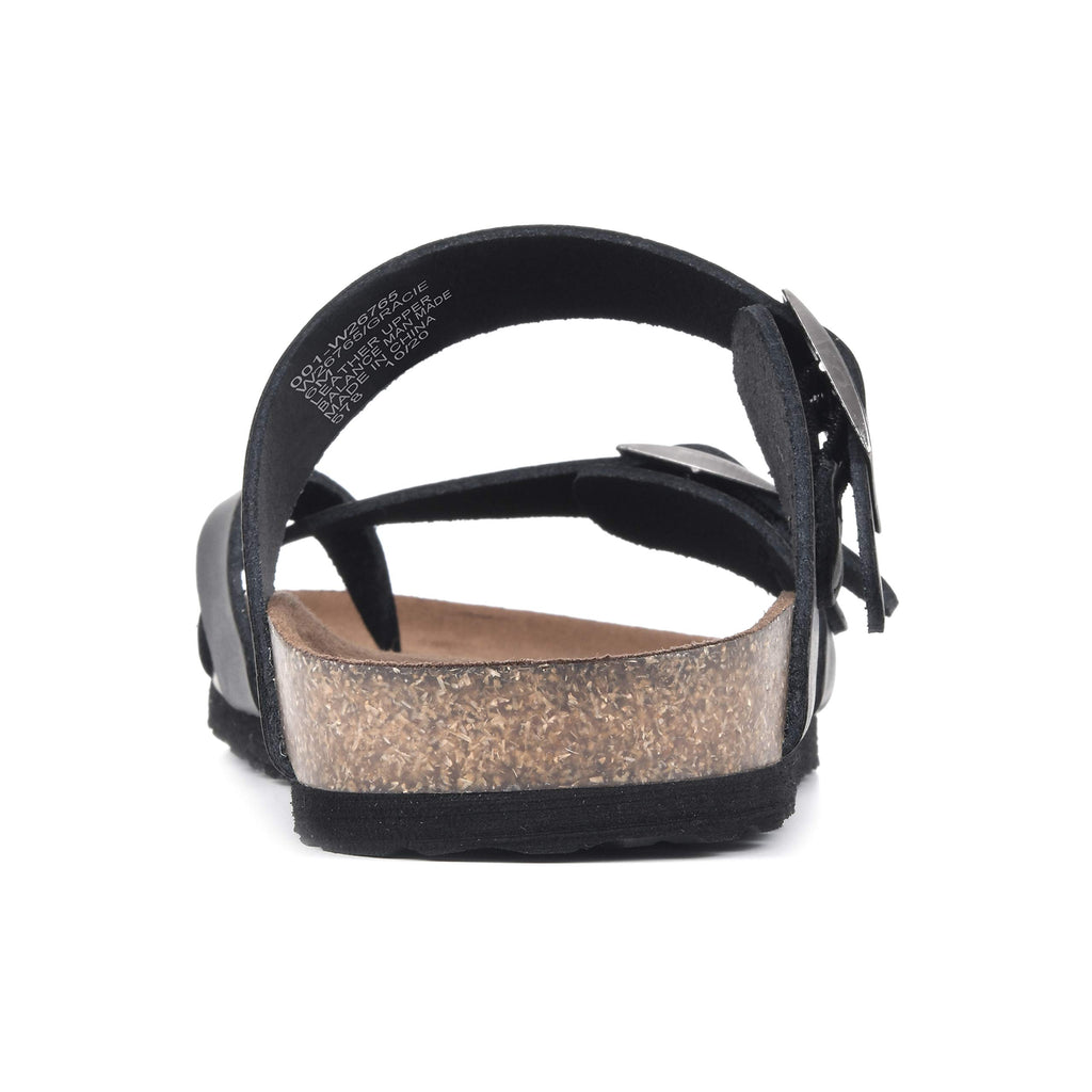 WHITE MOUNTAIN Shoes Gracie Women's Flat Sandal, Black/Leather, 7 M