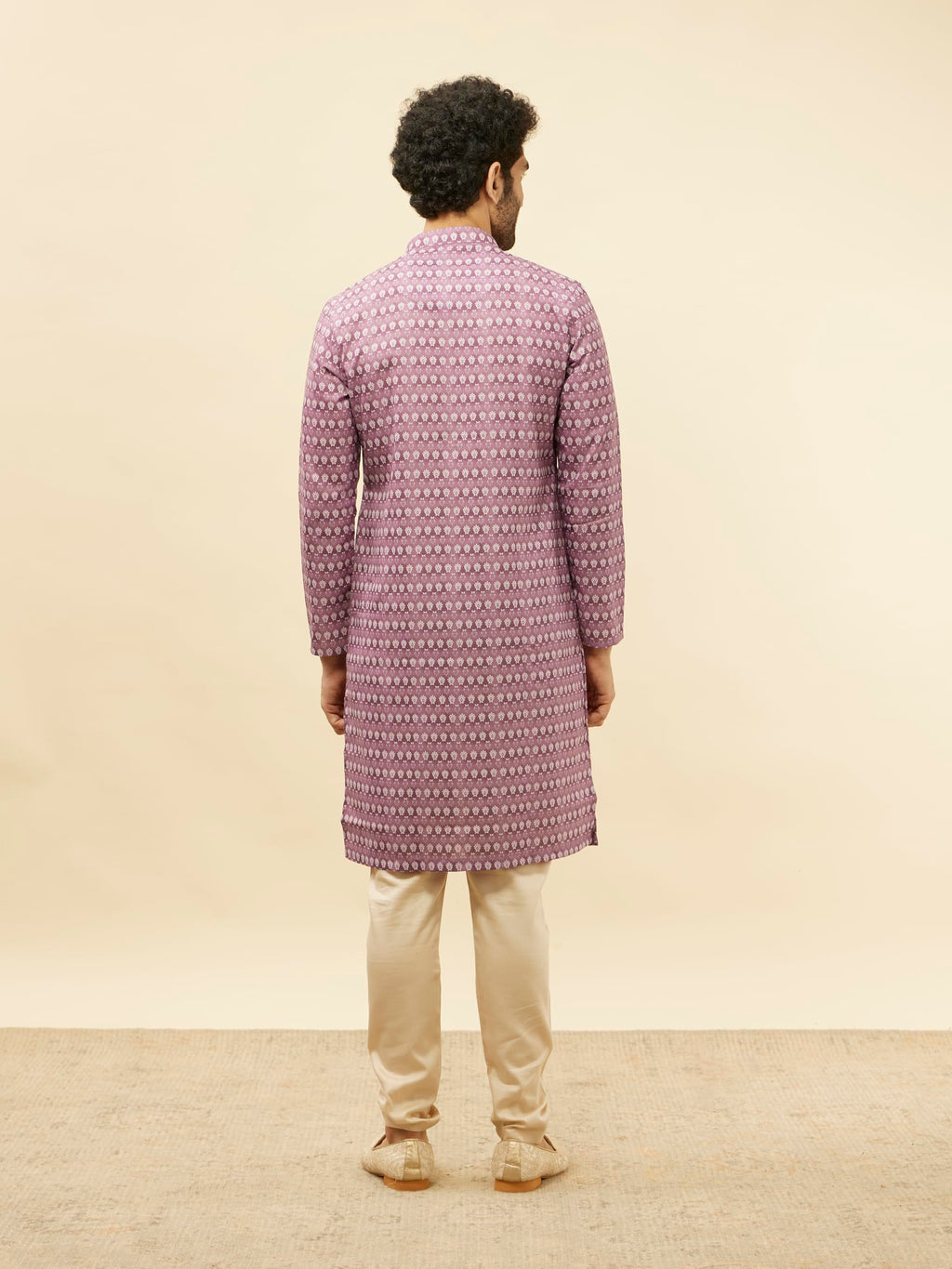 Manyavar Mens Cotton Blend Floral Print Kurta
