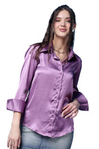 POPWINGS Satin Shirts for Women | Stylish Western | Regular Fit, Full-Sleeves, Casual & Semi-Formal