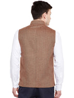 Wintage MenS Wool Blend Grandad Nehru Jacket Vest Waistcoat: Brown
