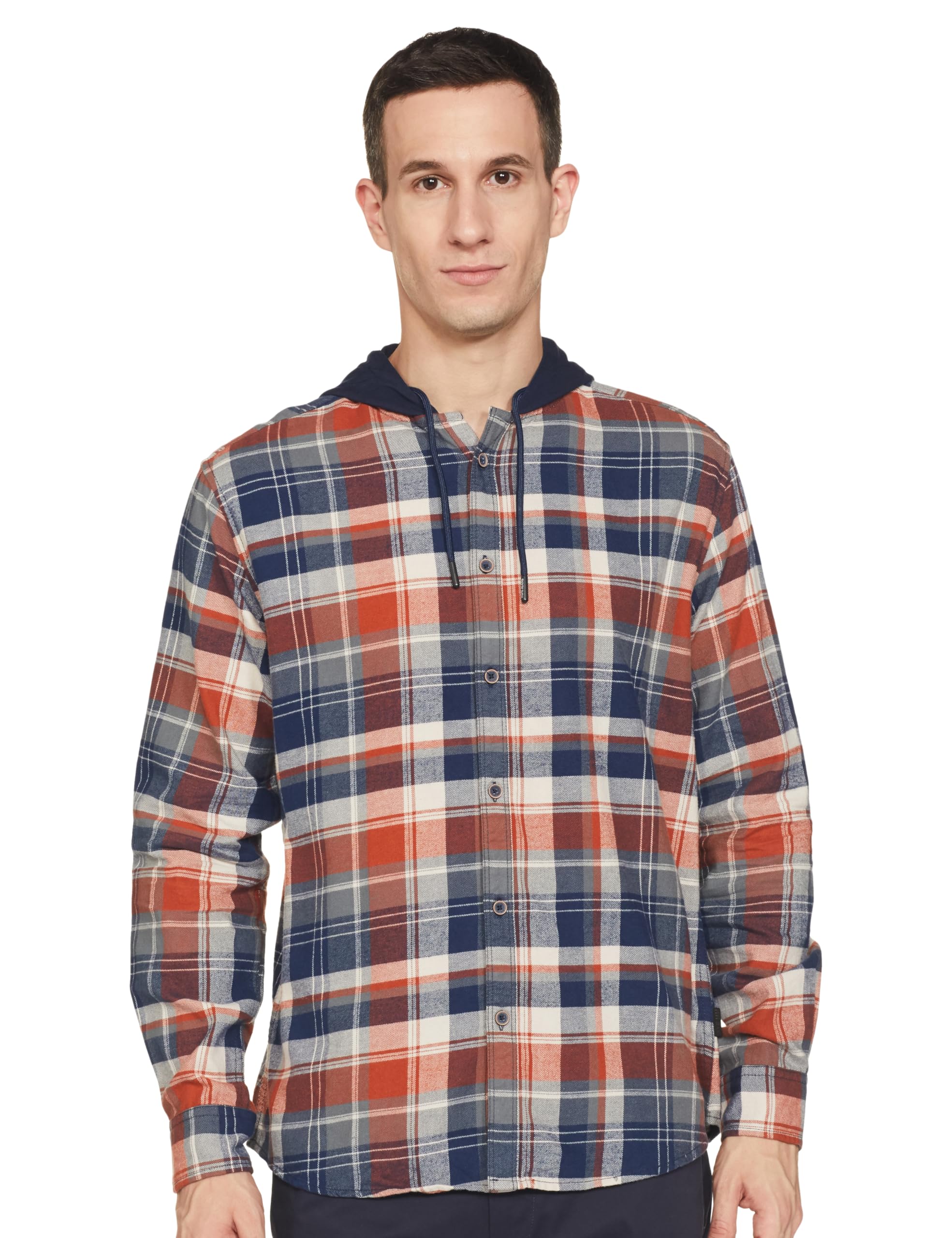 Pepe Jeans MenS Checkered Regular Fit Shirt (Pm308546_Rust Brown_Red And Blue
