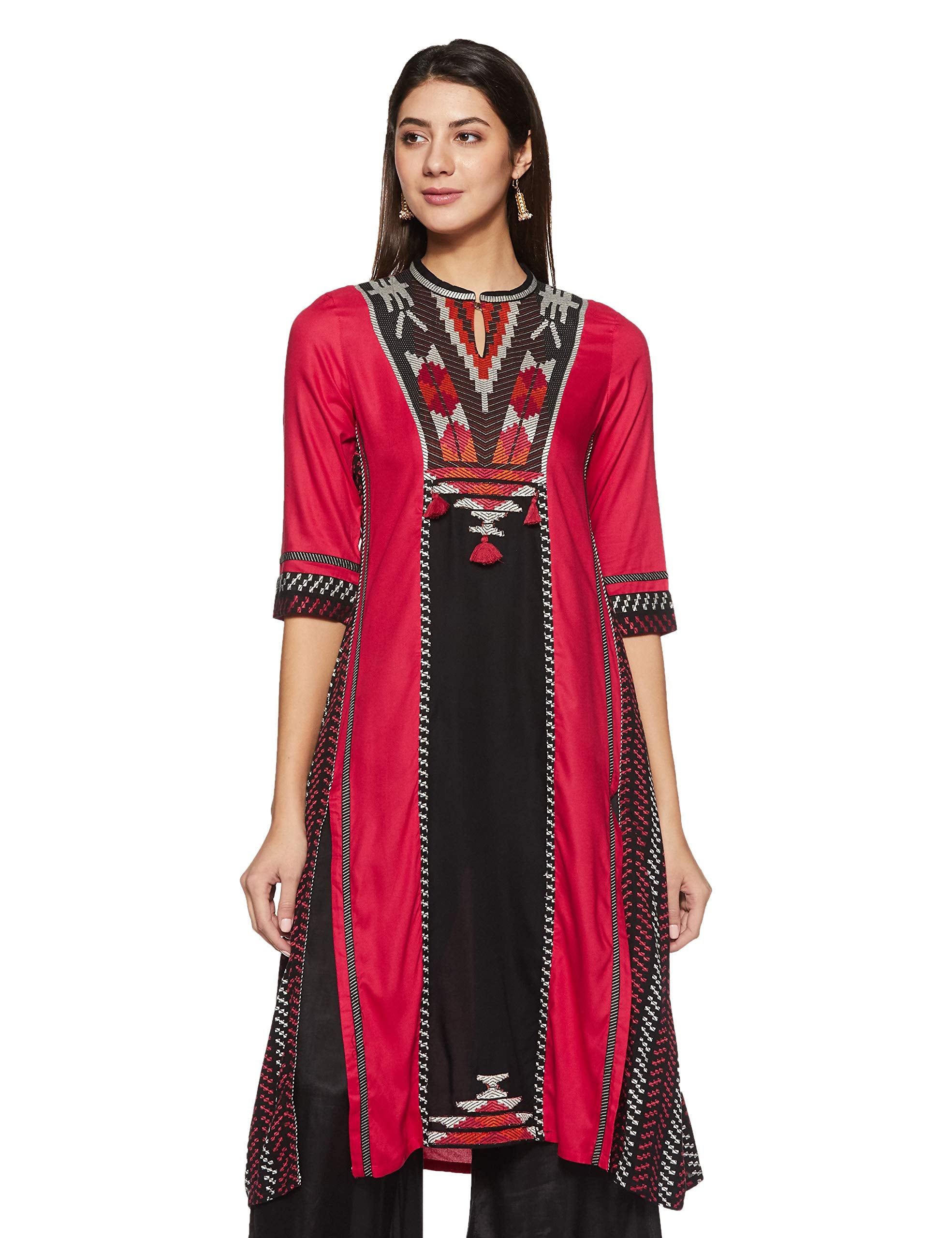 W For Woman Women'S Cotton Kurta (18Fe17420-72528_Black_Small)