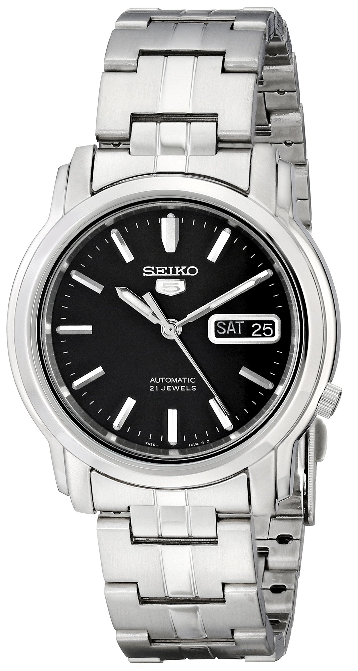 Seiko Men's SNKK71 Seiko 5 Automatic Stainless Steel Watch with Black Dial
