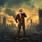 Forum Novelties Men's 40s WWII Faux Suede Costume Jacket, Brown