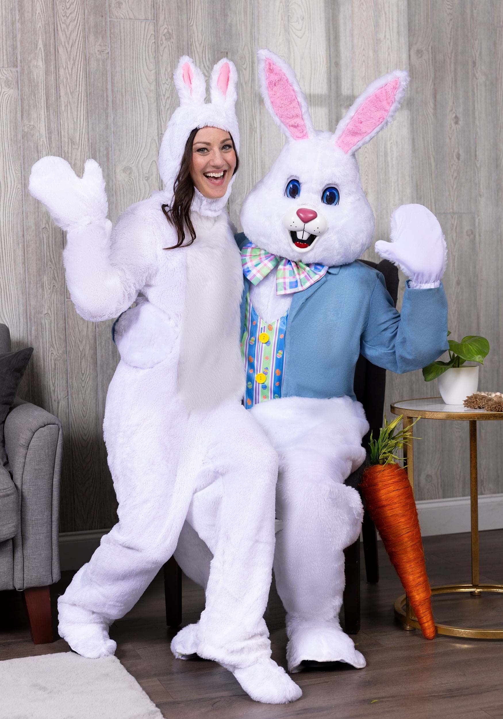 California Costumes Mens Deluxe Easter Bunny Costume, White/Blue, Large/X-Large