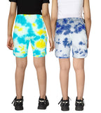 Kyda Kids 100% Cotton Kids Printed Shorts For Girls Multicolor (Pack Of 2)