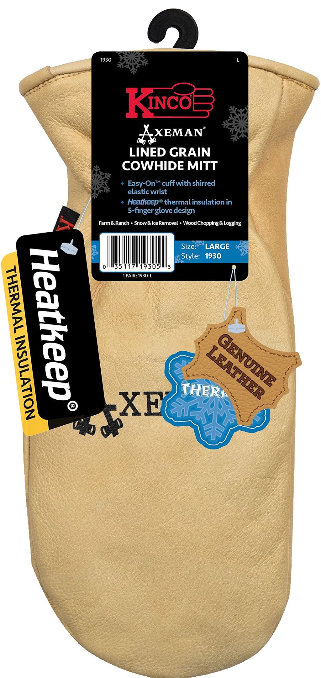 Kinco,1930-XL Axeman Lined Grain Cowhide Chopper Mitt (Extra Large)