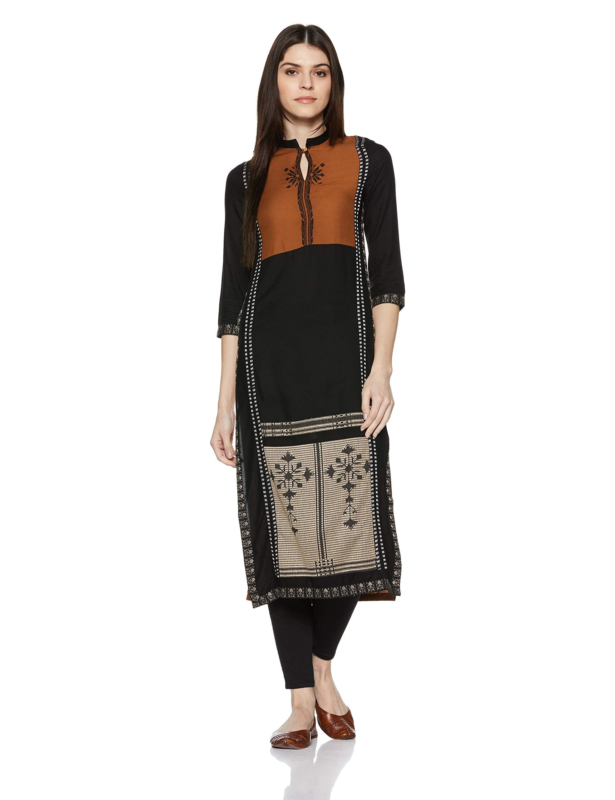 W For Woman Straight Kurta (18Auw11246-11617_Black_6)