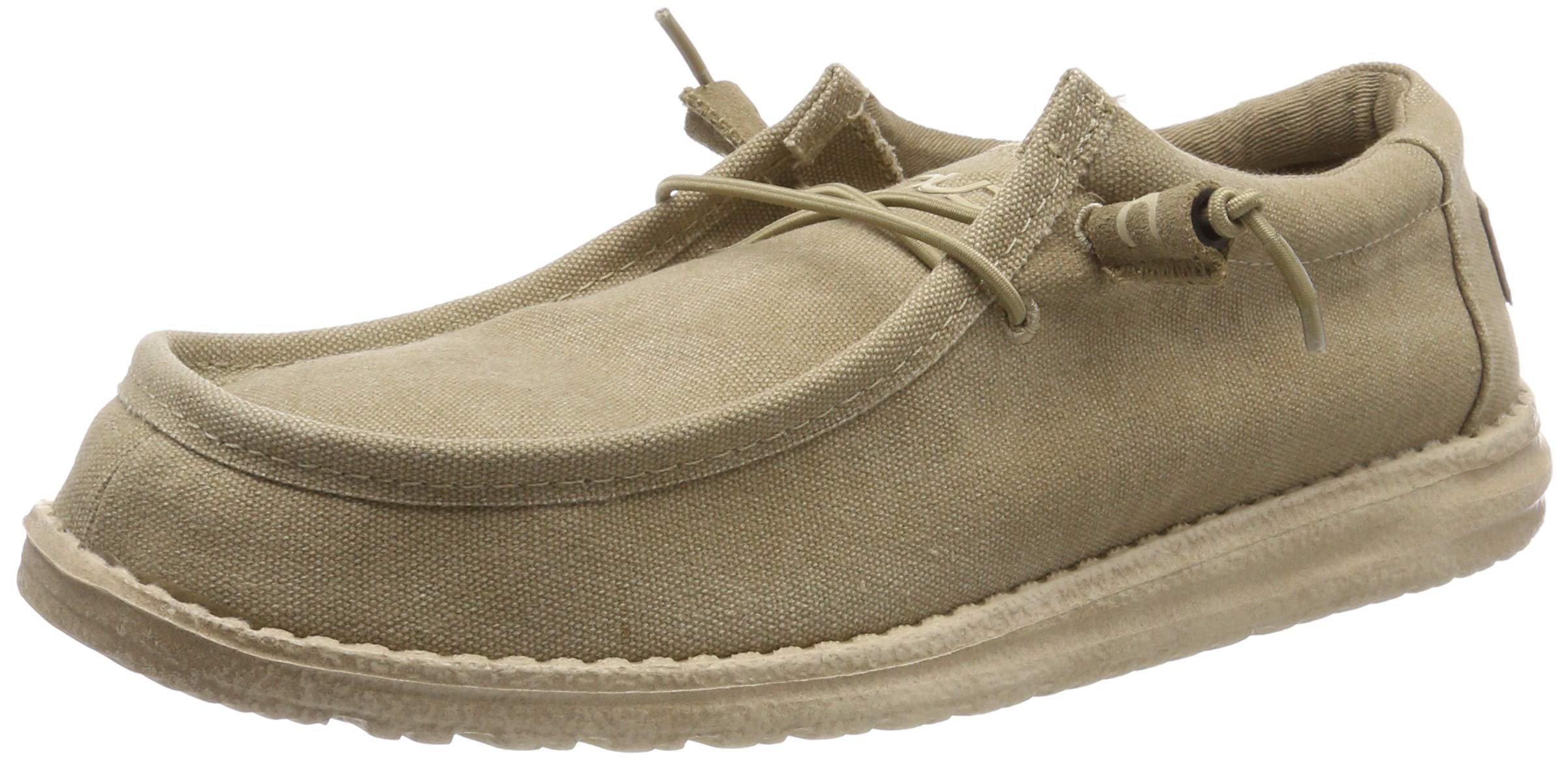 Hey Dude Men's Wally Canvas Chestnut Size 8 | Mens Shoes | Men's Lace Up Loafers | Comfortable & Light-Weight