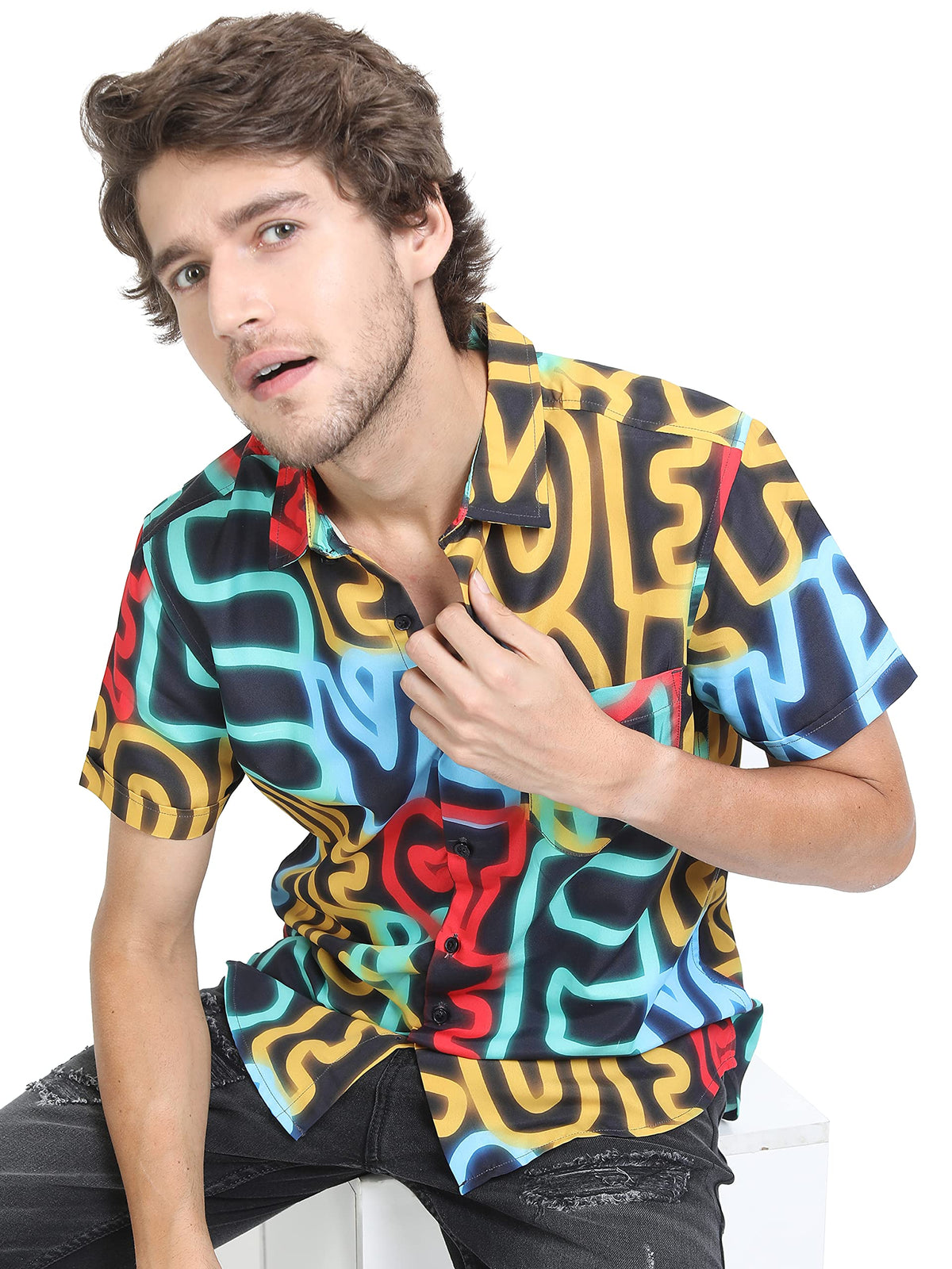 Ketch Mens Half Sleeve Slim Fit Shirt Multicolour