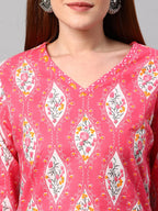 ANNI DESIGNER Womens Cotton Blend Printed Straight Kurta with Pant (Sarva-Red_XXL_Dark Blue_XX-Large)