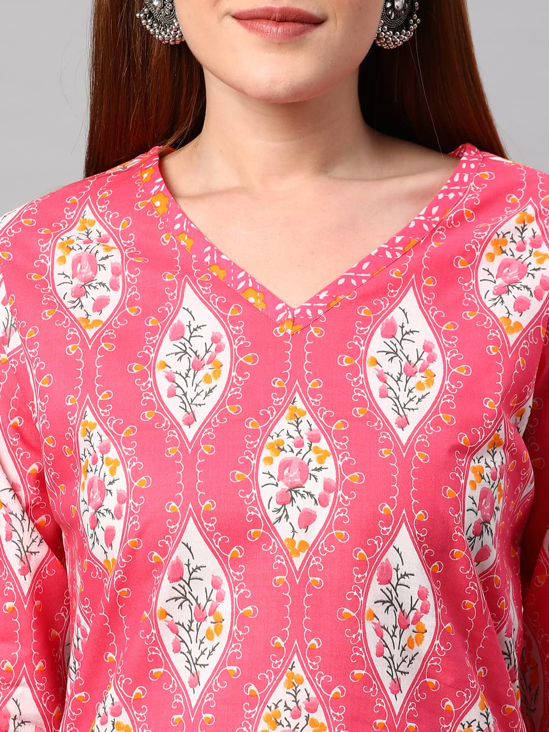 ANNI DESIGNER Womens Cotton Blend Printed Straight Kurta with Pant (Sarva-Red_XXL_Dark Blue_XX-Large)