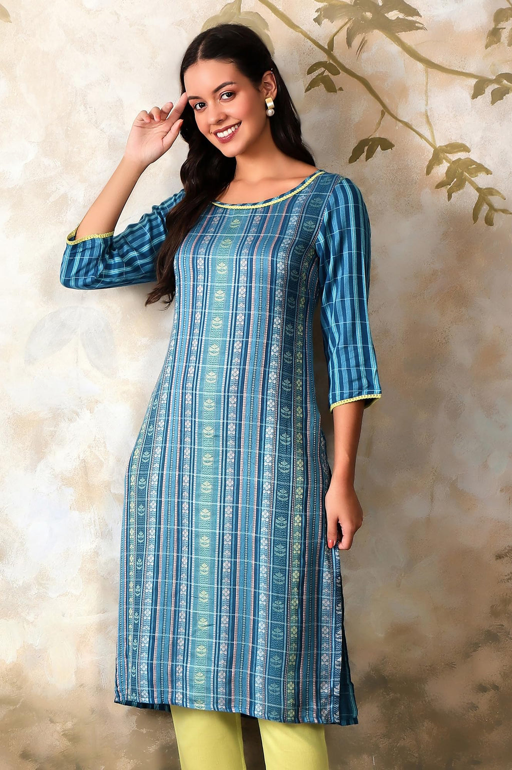 Aurelia WomenS Blue Geometric Printed Printed Regular Kurta