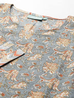 Idalia Women'S Multicolor Printed Cotton Kurta Set With Palazzo Pant And Dupatta