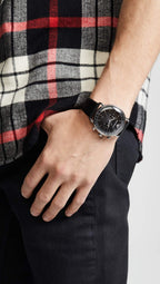 Emporio Armani Men's Chronograph Black Leather Watch (Model: AR11143)