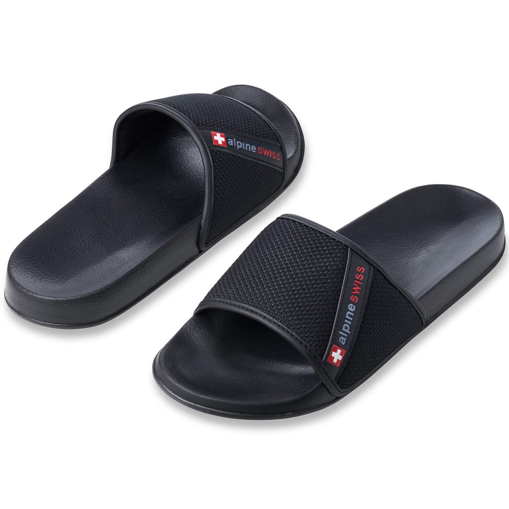 Alpine Swiss Mens Athletic Comfort Slide Sandals House Shoes Slippers Black 10 M US