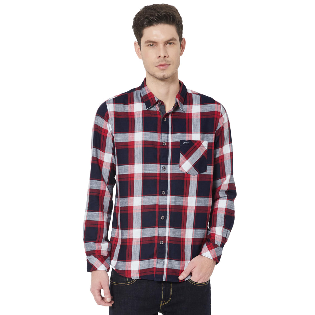 Pepe Jeans MenS Checkered Regular Fit Shirt (Pm307840_Red L)