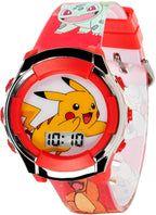 Accutime Kids Pokemon Pikachu Digital LCD Quartz Red Wrist Watch with Red Strap, Cool Inexpensive Gift & Party Favor for Boys, G