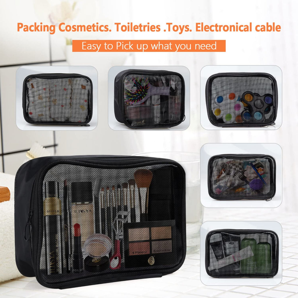 DARIN TSA Approved Clear Toiletry Bag Tansparent Travel Makeup Bag Zipper Cosmetic Pouch, Airline 3-1-1 Rule Carry-On Flight Liq