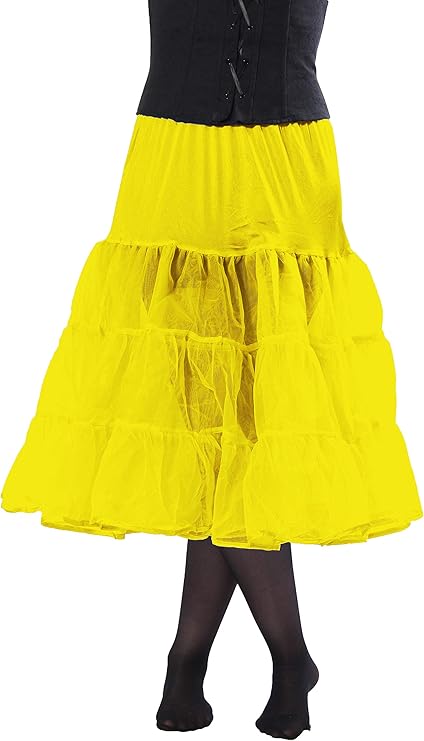 Malco Modes Tea-Length Yellow Petticoat Skirt â?? Vintage 50s Crinoline Underskirt for Dresses, Weddings & Halloween Costumes