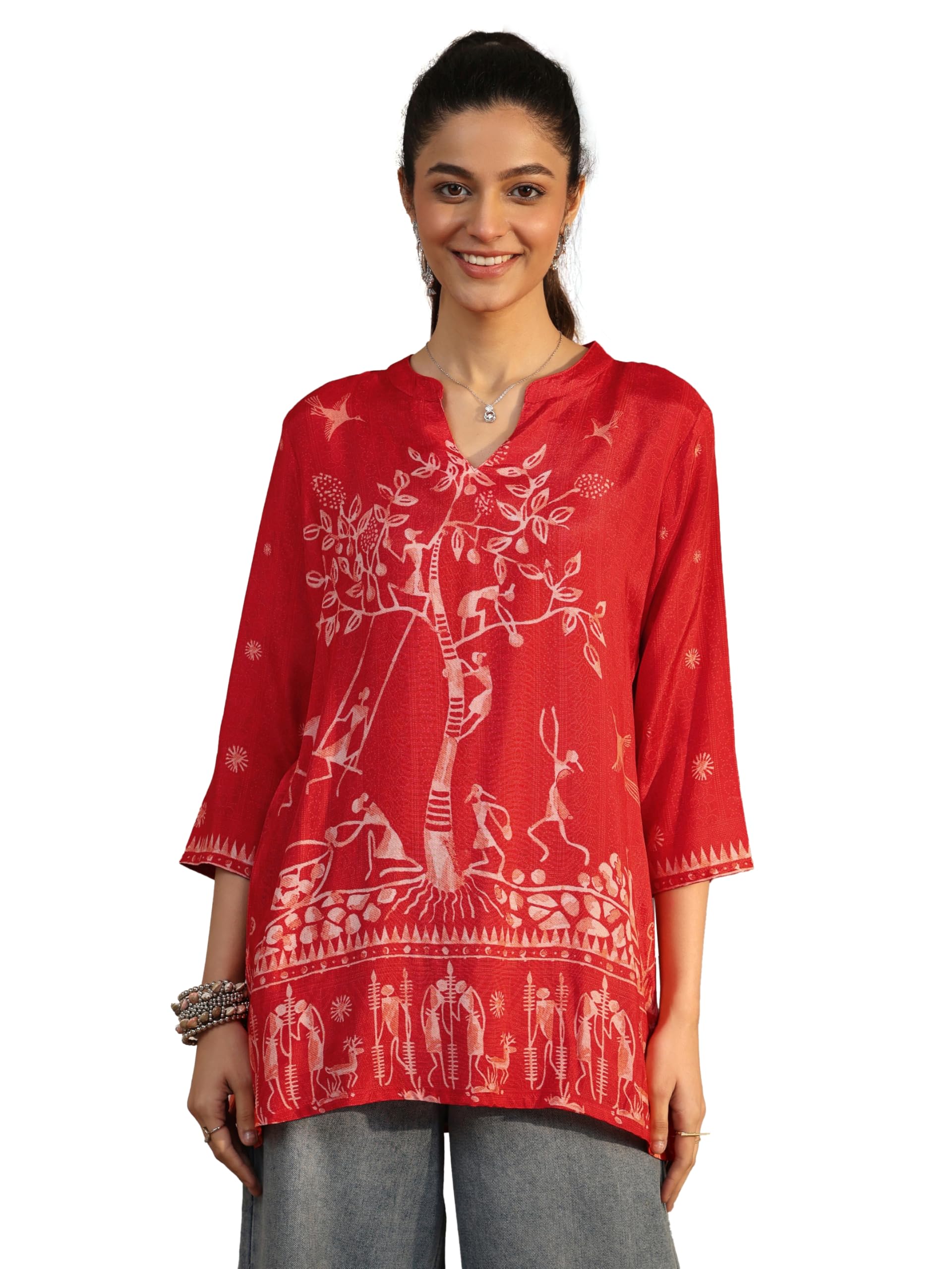 Libas Printed Silk Blend Straight Short Kurti (98279S)