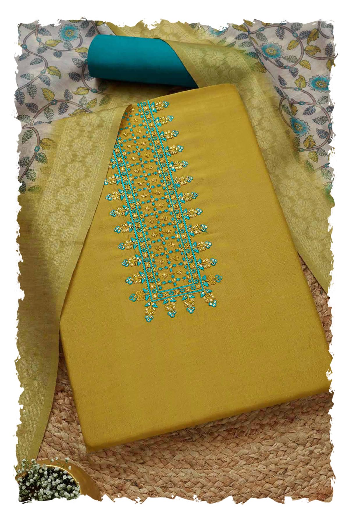 Soch Women Rayon Embroidered Unstitch Dress Material with Sequins
